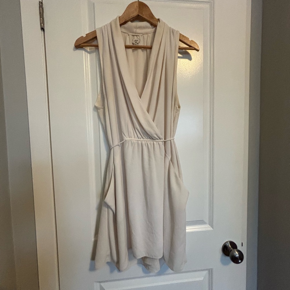 Wilfred Cream Sleeveless Wrap Dress